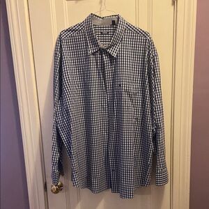 Izod Blue and White Gingham Casual Shirt